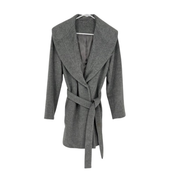 Calvin Klein Women’s Gray Wool Blend Wrap Pea Coat Jacket Size 8 - Picture 1 of 13